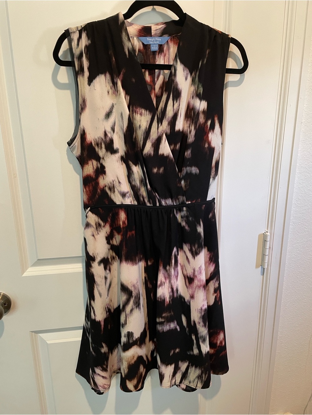 Simply Vera Black & Cream Abstract Print Sleeveless Dress